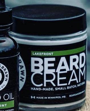 beard and brawn lakefront beard cream glass jar
