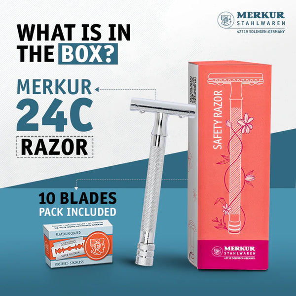 Merkur 3-Piece Ladies DE Safety Razor- Chrome 24C