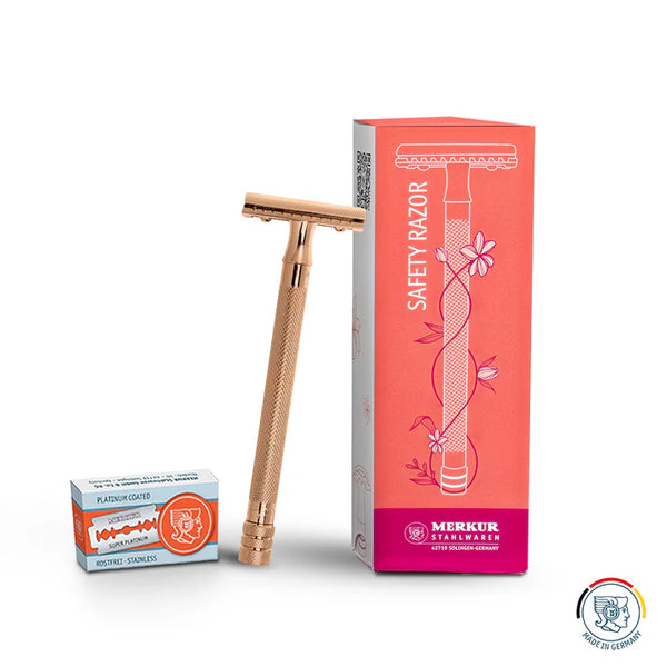 Merkur 3-Piece Ladies DE Safety Razor- Rose Gold 24G