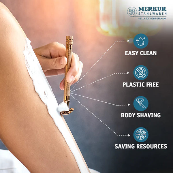 Merkur 3-Piece Ladies DE Safety Razor- Rose Gold 24G
