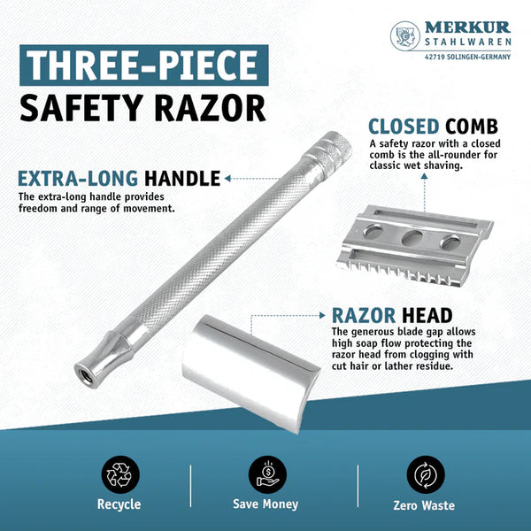 Merkur 3-Piece Ladies DE Safety Razor- Chrome 24C
