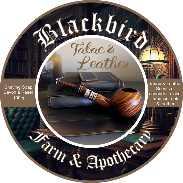 Blackbird Farm and Apothecary Shave Soap- Tabac and Leather