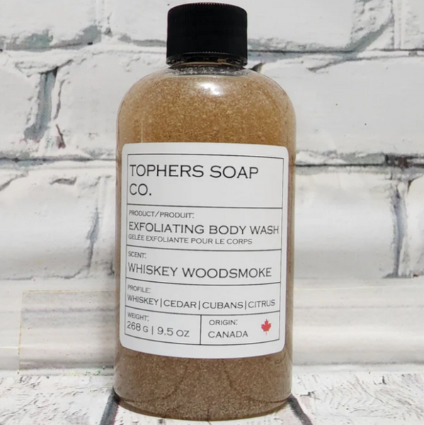 Topher's Beard and Soap C0.- Whiskey Woodsmoke| Lava infused exfoliating Body Wash